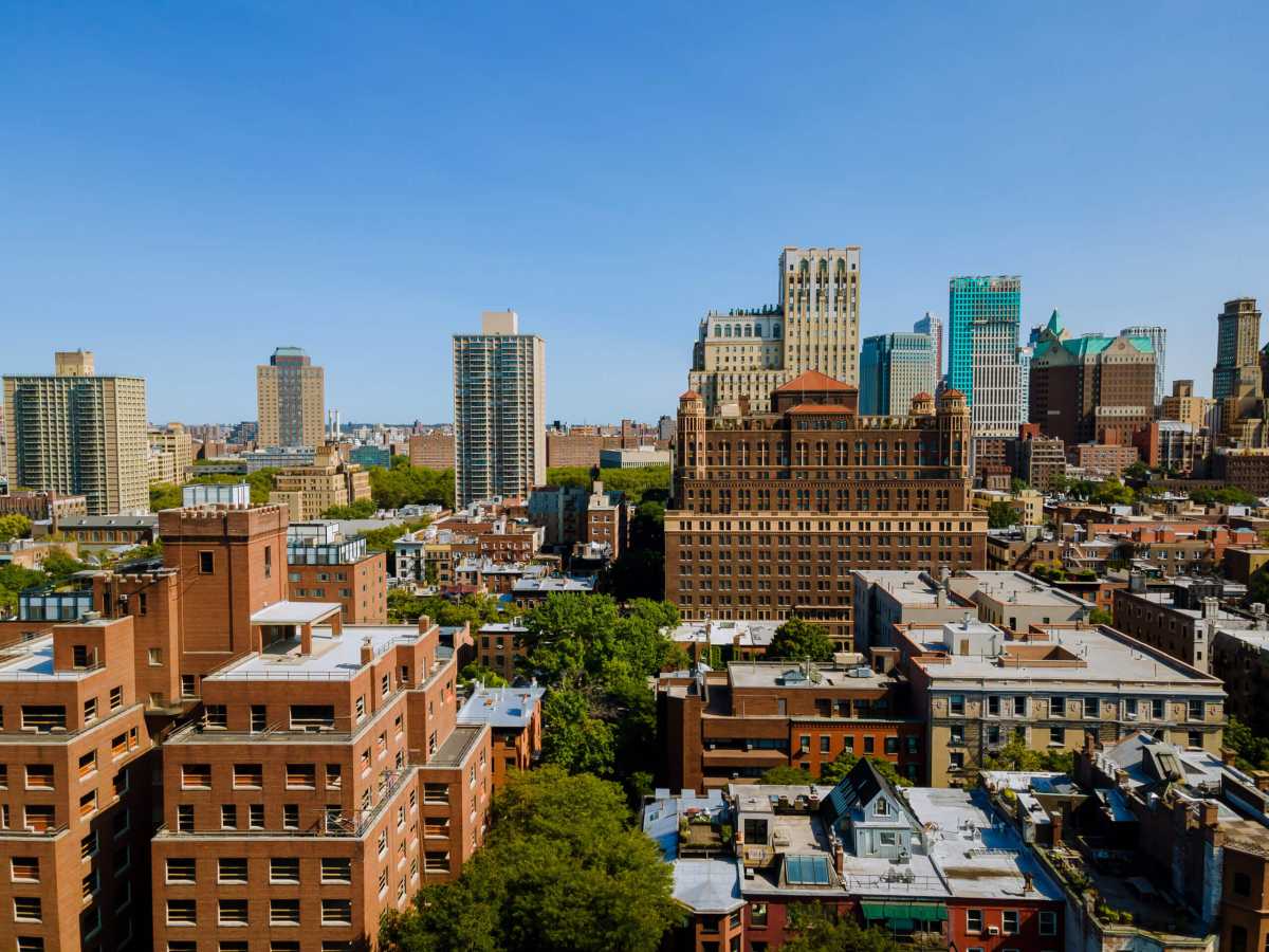 This aerial views of the Brooklyn skyline Brooklyn is a borough of New York City