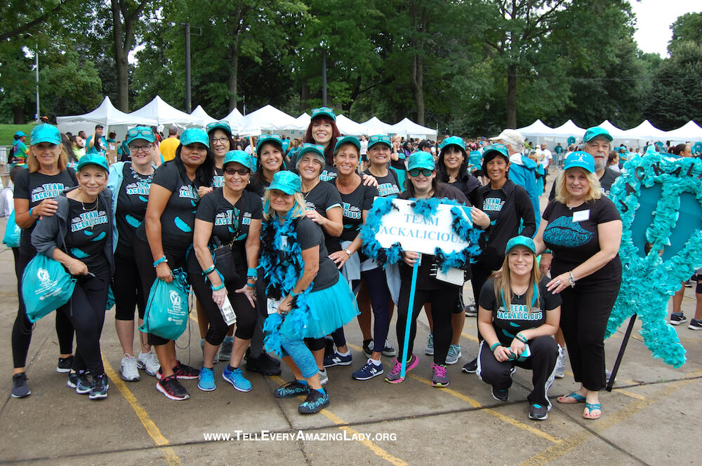 women at T.E.A.L. ovarian cancer walk in prospect park