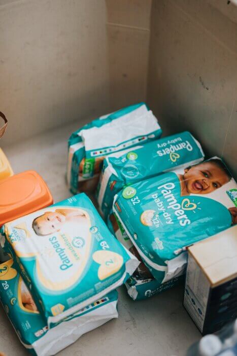 diapers in drawer