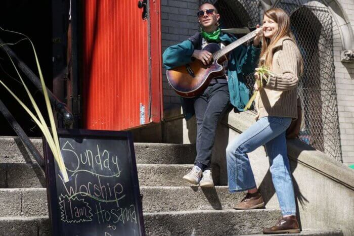 people playing music outside of park church