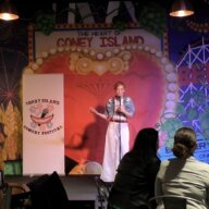 Upa inSpace performing at the Coney Island Comedy Festival.