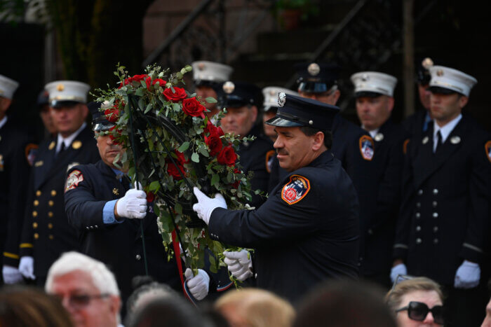 firefighters in bedford-stuyvesant lay wreath at 9/11 ceremony