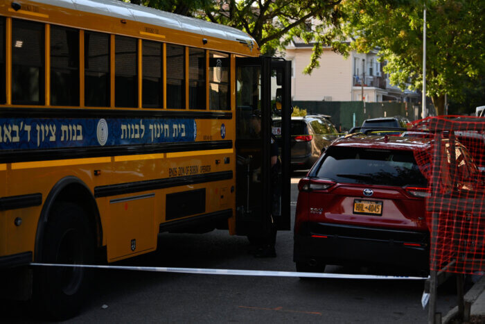 school bus on scene of crash