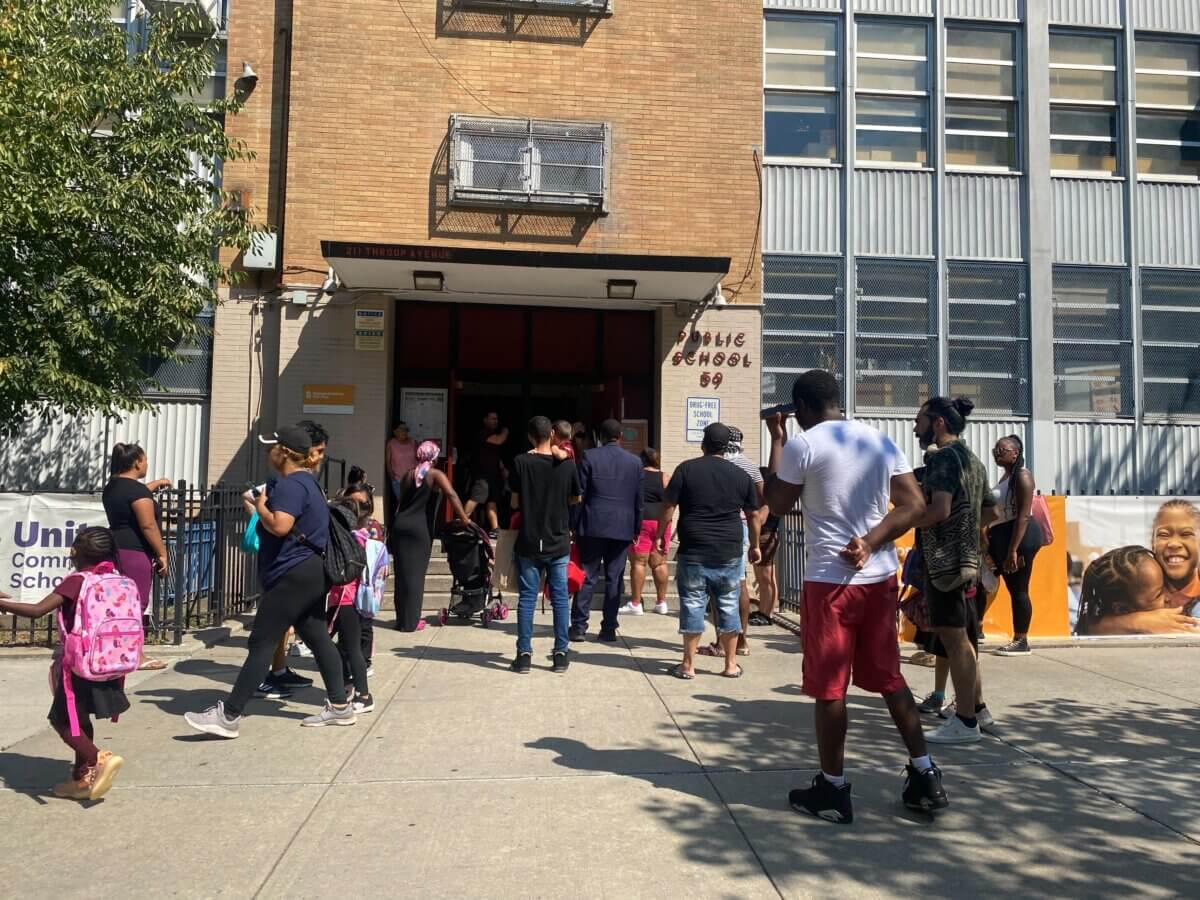 students on first day of school in bed-stuy
