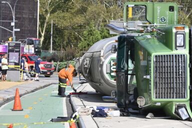 cement truck overturned grand army plaza