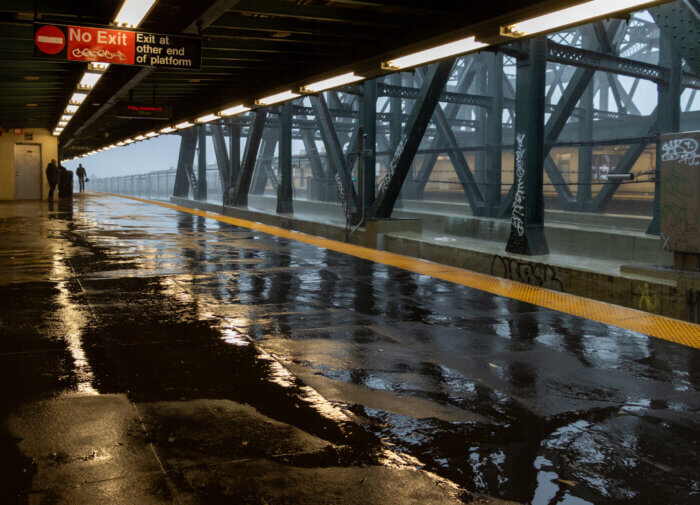 subway rain storm