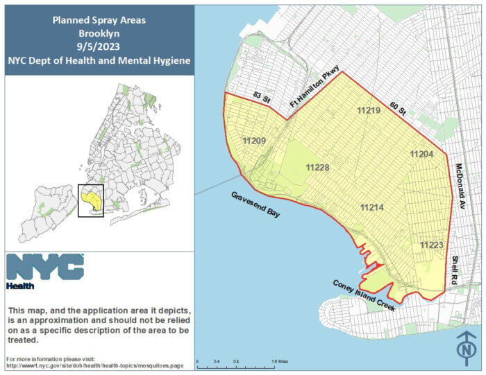 map of area to be sprayed for mosquito pesticides