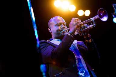 man playing trumpet at BRIC JazzFest