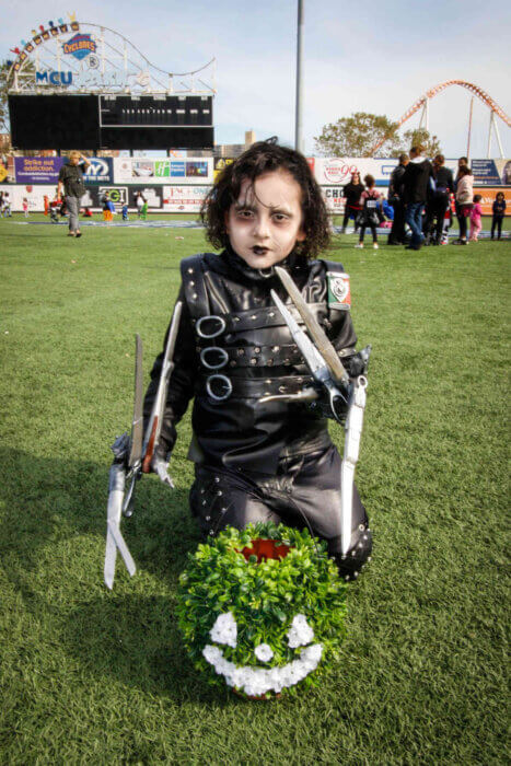 kid in costume at coney island halloween parade
