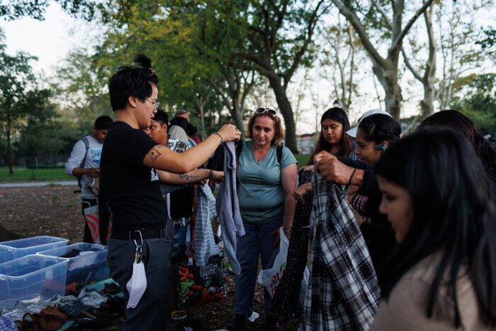 clothes being given away at sukkot dinner