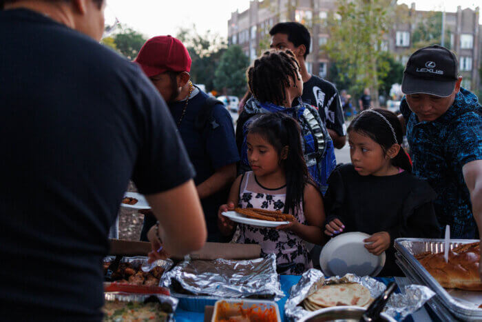 children at sunset park sukkot dinner