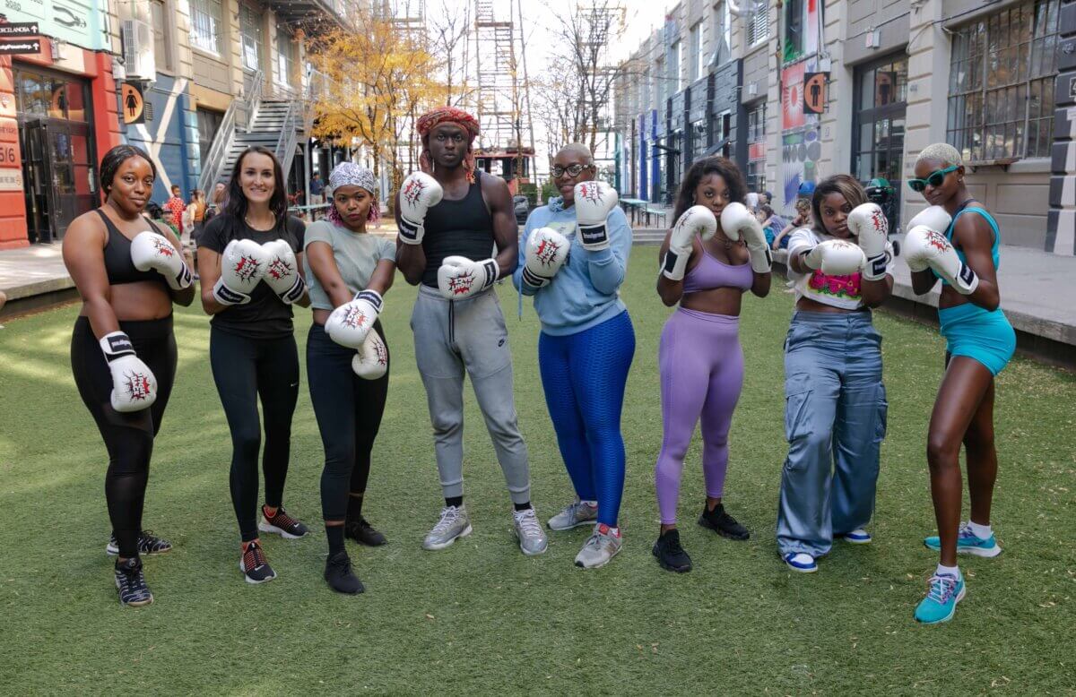 A group of ladies met up for a training session during Domestic Violence Awareness Month.