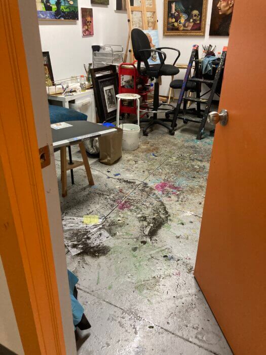 damaged art studio at arts gowanus