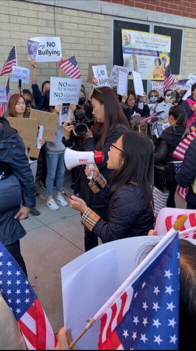 parent at bensonhurst bullying rally