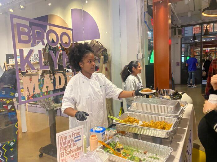 Gabriella Womack, a Brooklyn Made employee and chef, served Puerto Rican dishes at the celebration on Oct. 12.
