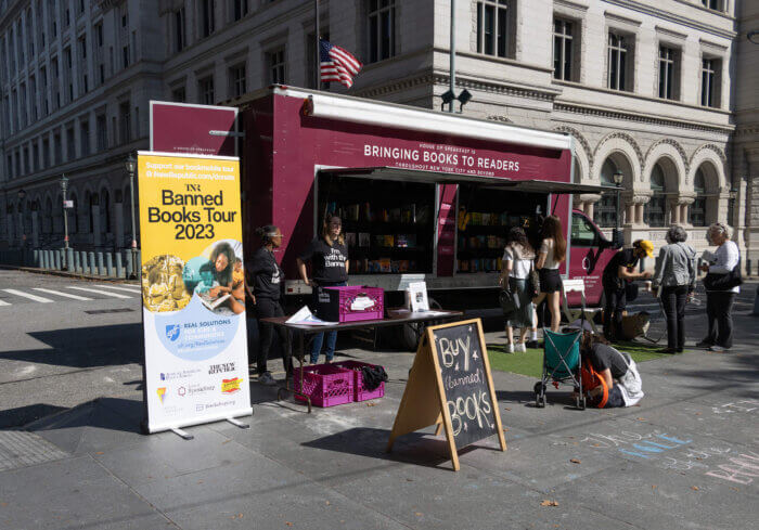 banned books tour tent