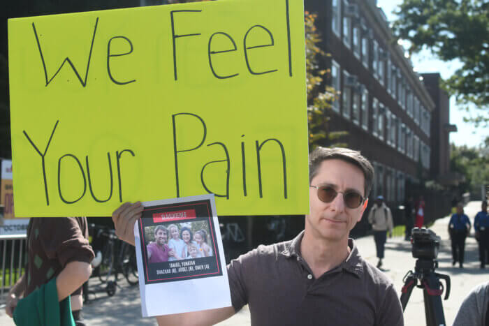 counter-protestor at Brooklyn College
