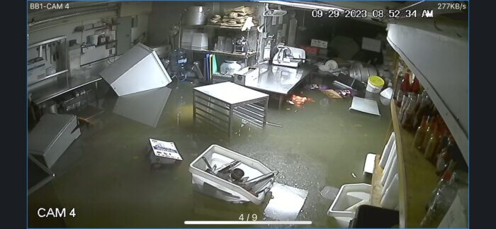 flooding in basement of local business