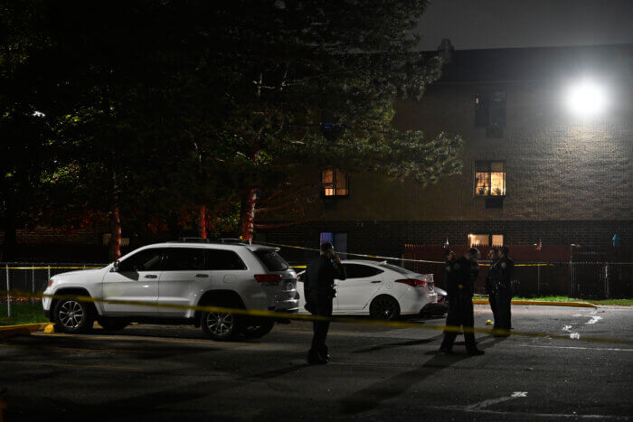 Officers and Detectives investigate a double shooting on Halloween night in East New York.