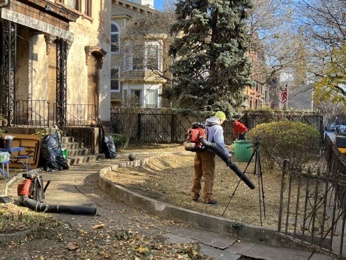 The team of do-gooders brought our the rakes, leaf blowers and trash bags to spruce up the women's organization.