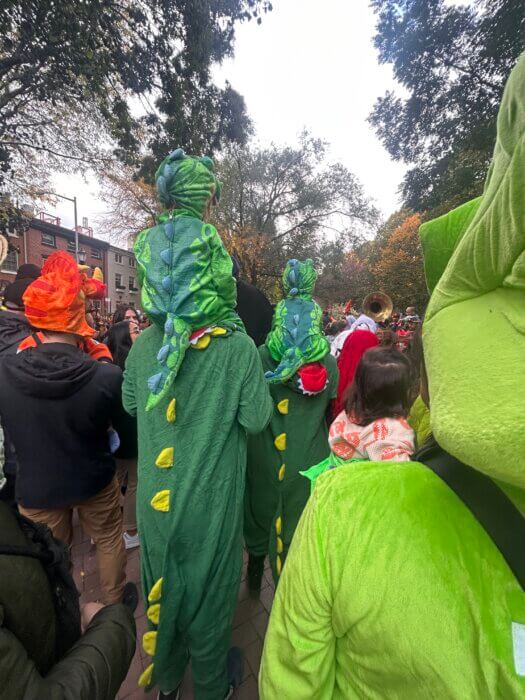 dinosaurs at halloween parade