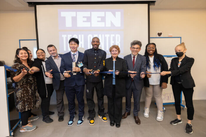 opening of teen tech center at Adams Street library