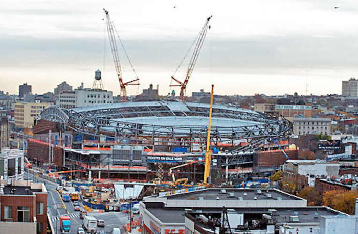 overview of construction of barclays center at atlantic yards