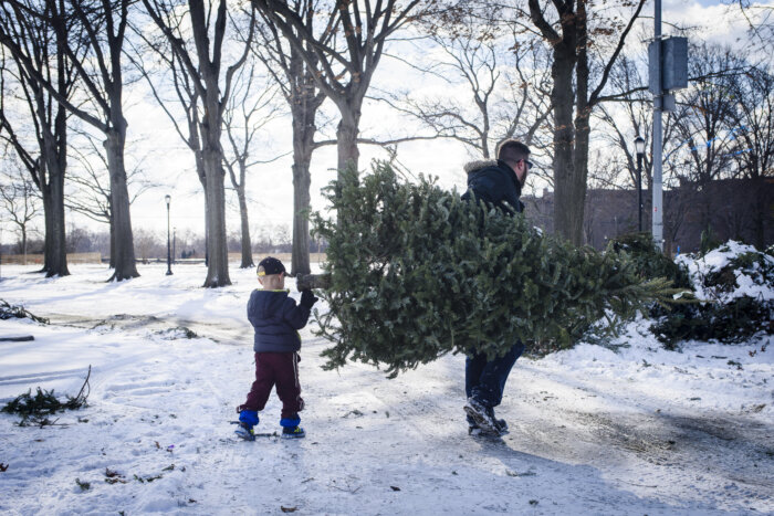 kid and parent at mulchfest