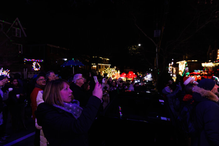 people at dyker heights christmas lights show