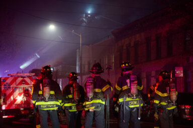 firefighters outside greenpoint apartment fire