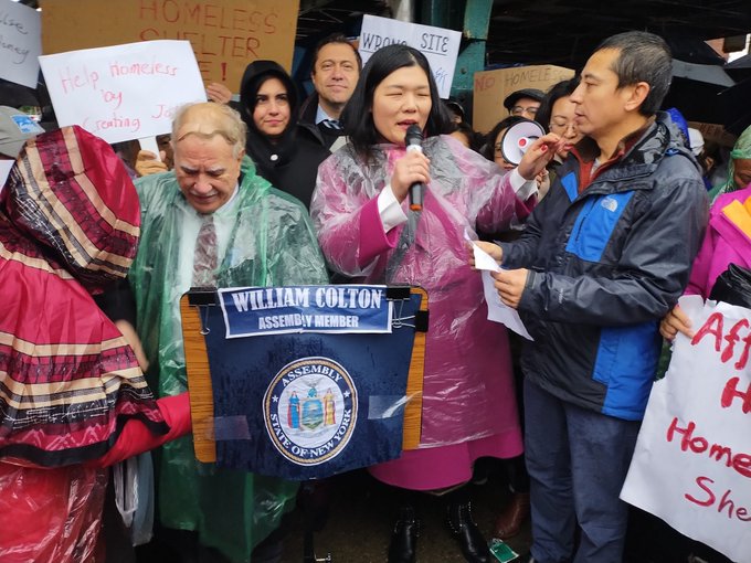 susan zhuang at shelter protest