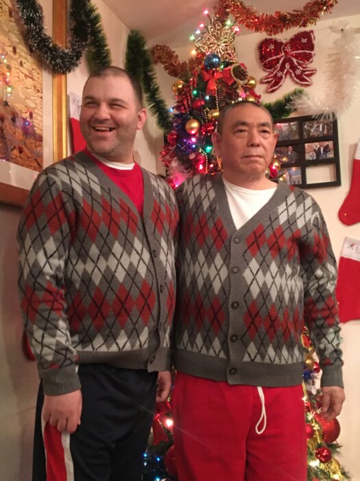 Birch family services adults with autism at christmas gift drive.