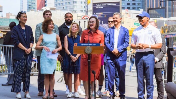 Regina Myer, president of the Downtown Brooklyn Partnership, led the team through fun events, needed street enhancements and other improvements in 2023.