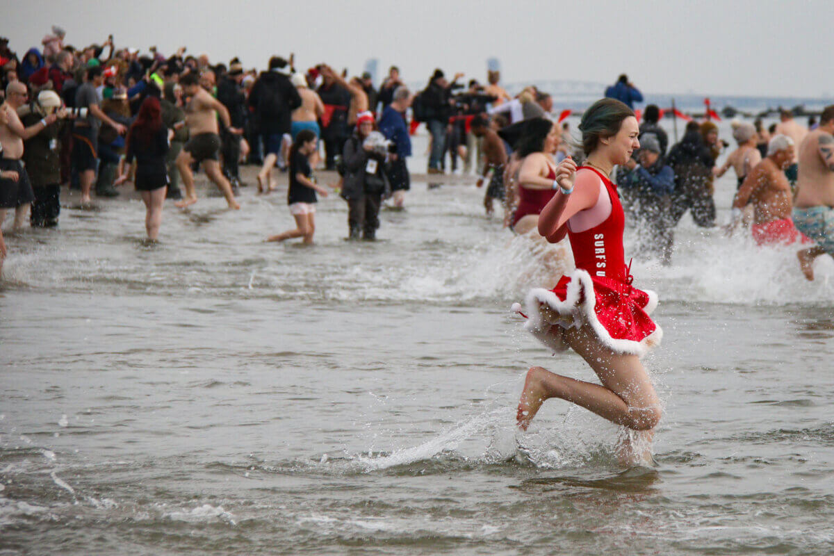 NY : Annual New Year’s Day Polar Bear Plunge at Coney Island in Brooklyn, NY on January 1, 2024. Photo by Erica Price