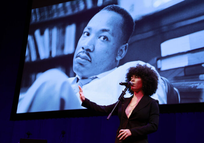 Madison McFerrin performs on stage during 38th Annual Brooklyn Tribute To Dr. Martin Luther King, Jr. at BAM Howard Gilman Opera House on January 15, 2024 in New York City. 