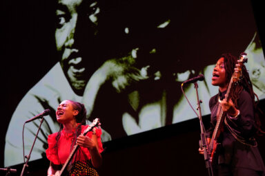 Musicians sing at Martin Luther King Jr. day event at BAM, Jan. 18, 2023