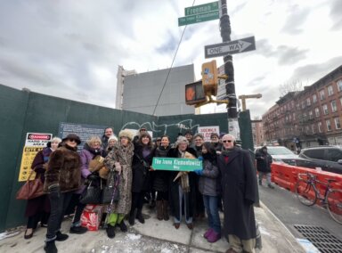 people at co-naming for Irene Klementowicz Way in Greenpoint