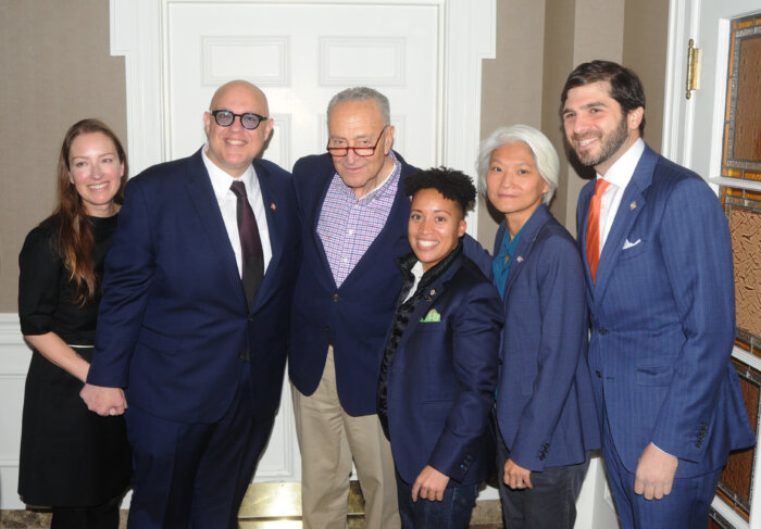 Fellow pols joined Brannan and his family at his celebration including Chuck Schumer, senate majority leader, Senator Andrew Gounardes, Senator Iwen Chu and Council Woman Crystal Hudson.