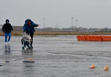 migrants evacuating floyd bennett field