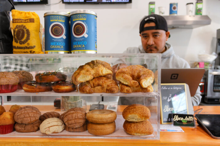 pastries in case at Cafe Xoco-Latte Bushwick