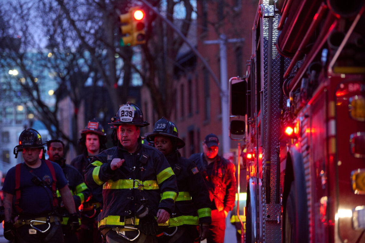 firefighters on scene of Gowanus Houses fire in Boerum Hill