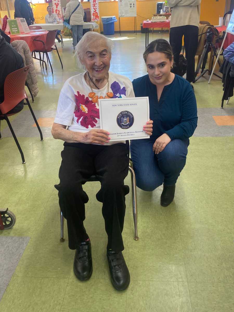 woman celebrating 104th birthday in Coney Island