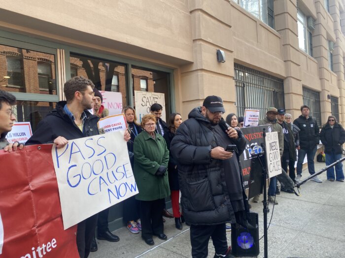 John Leyva, one of the tenants leading the charge, has lived in the building since he was 22. Now his family is at risk of being displaced.