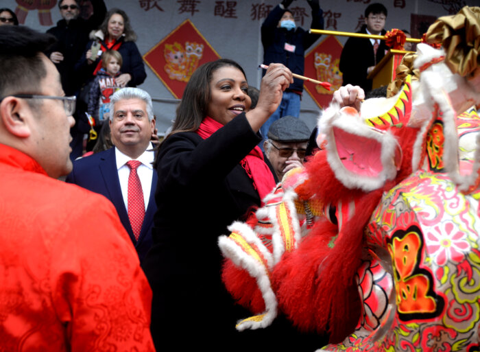 New York Attorney General Letitia James attended the Lunar New Year celebration in Sunset Park on Sunday.