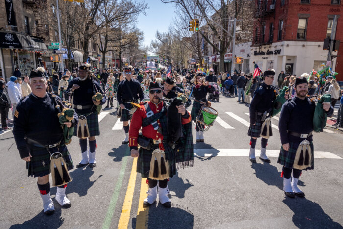 marching band at st. patrick's day parade