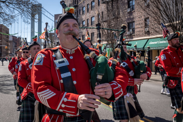 bagpiper at st. patrick's day parade