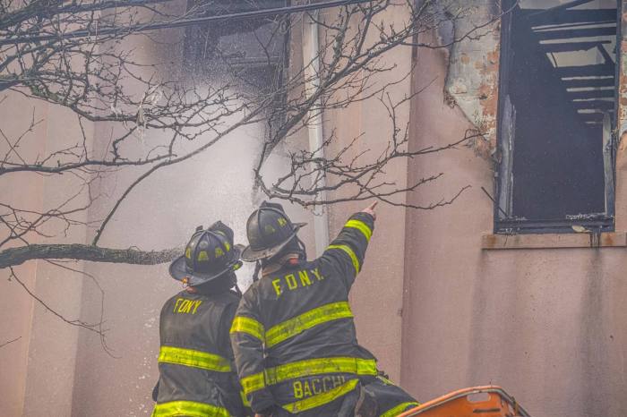 firefighters outside church