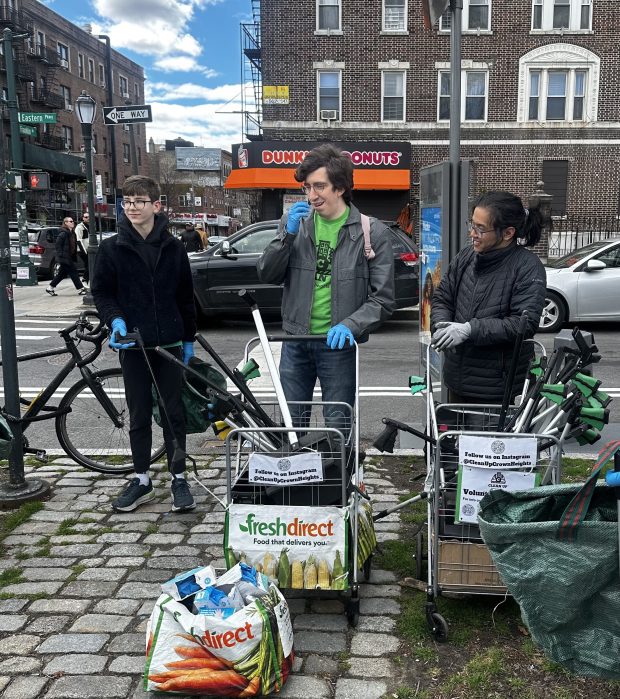 volunteers with crown heights clean up crew