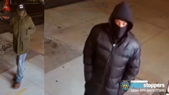 Pictured individuals are wanted by the NYPD in connection to a Prospect Heights smoke shop robbery in March.
