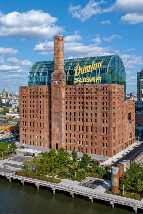 redesigned domino sugar refinery and sign